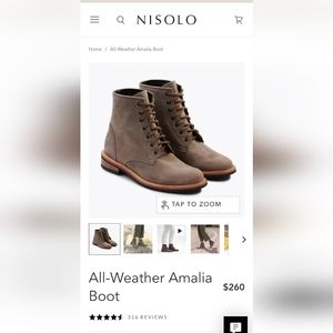 Nisolo Amalia All Weather Boots size 7.5